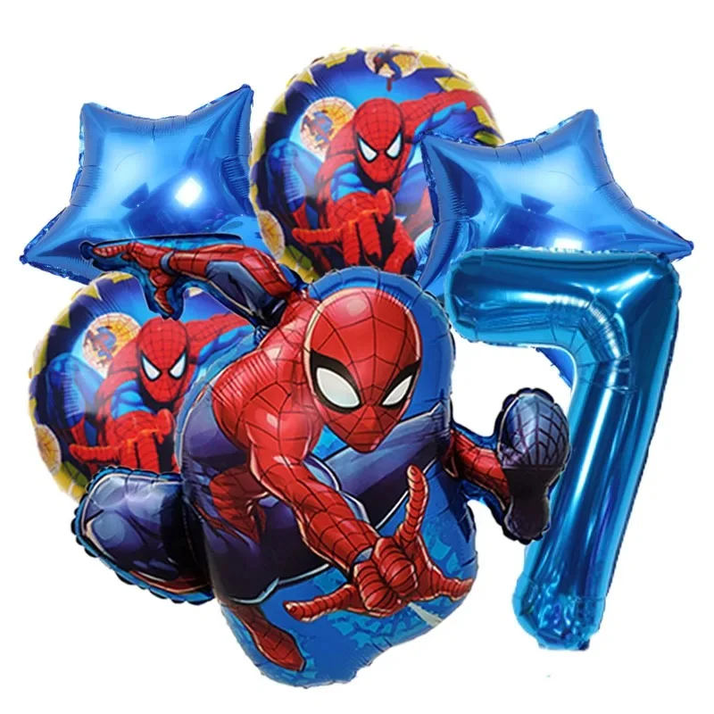 Kit de Balões Homem-Aranha com Número 0 a 9 — Azul, número 7 — foto 1