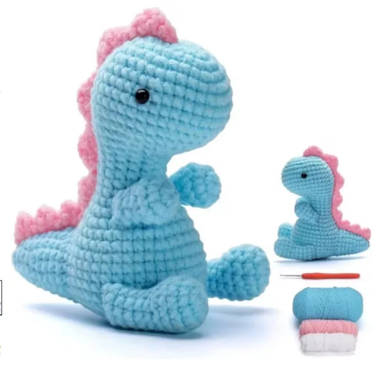 Kit de Crochê – Bicho & Fio — Dinossauro Azul — foto 1