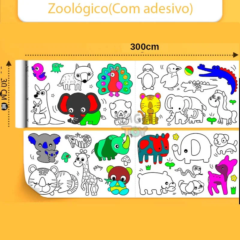 Tapete para colorir com 3 metros — Zoológico — foto 1