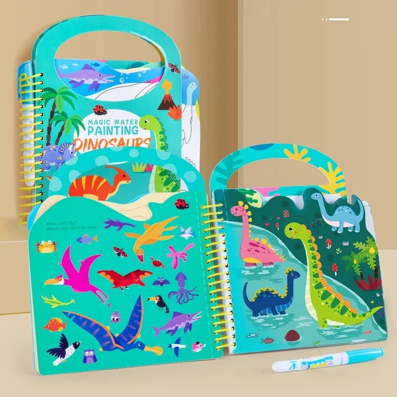 Livro de Atividades Mágico com Água e Adesivos — Dinossauros — foto 1